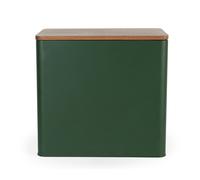 Salter Toronto Green Bread Bin - FSC®-Certified Acacia Wooden Lid, Powder Coated Finish, Easy Clean, Store Loaves, Bagels, Pastries, Large Bread Bin Storage Container, Holds 2 Loaves, 28 x 20.5 x 25cm