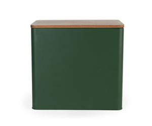 Salter Toronto Green Bread Bin - Acacia Lid, Powder Coated, Holds 2 Loaves
