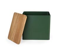 Salter Toronto Green Bread Bin - FSC®-Certified Acacia Wooden Lid, Powder Coated Finish, Easy Clean, Store Loaves, Bagels, Pastries, Large Bread Bin Storage Container, Holds 2 Loaves, 28 x 20.5 x 25cm