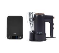 Salter Toronto Hand Mixer and Kitchen Scale, Black | 300 W hand mixer with 5 speeds, turbo function, beaters, dough hooks and 5 kg digital kitchen scales.