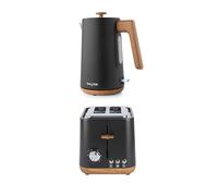 Salter Toronto Kettle & 2-Slice Toaster Set - 1.7L 3KW Rapid Boil Cordless Kettle with Boil Dry Protection, 815W Wide Slot Toaster with 6 Browning Levels & Defrost/Reheat/Cancel, Matte Black