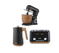Salter Toronto Kettle, Toaster & Stand Mixer Set - 1.7L 3kW Rapid Boil Kettle. 4-Slice Toaster with Wide Slots & 6 Browning Levels, Electric Whisk with 10 Speeds & Various Accessories, Black