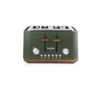 Salter Toronto Toaster 4-Slice, Extra Wide Slots, 6 Browning Levels | Defrost, Reheat, Cancel Functions, Removable Crumb Tray, High Lift Eject, Self Centring, Wood Effect Finish, Green
