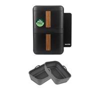 Salter Toronto Verticook 9L Air Fryer & Silicone Collapsible Baskets Set - Space-Saving Vertical Design, 4-Level Cooking, Dual Drawers 2 x 4.5L, 9 Functions, Dishwasher Safe Baskets, PFAS-Free