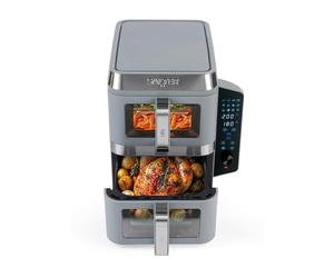 Salter VersaLayer Air Fryer - 12 Cooking Presets, 9L Cap., 2400W, Easy-Viewing Windows, Sync & Match, Digital LED Display, 60 min Timer, Dishwasher-Safe Accessories, Non-Stick Trays, PFAS-Free, Grey