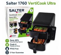 Salter VertiCook Ultra Stackable 9L Air Fryer, 2 Baskets, 9 Functions, 2400W