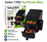 Salter VertiCook Ultra Stackable 9L Air Fryer, 2 Baskets, 9 Functions, 2400W