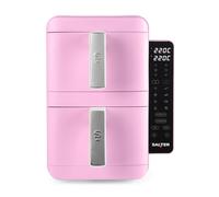 Salter VertiCook Ultra Stackable Air Fryer - Vertical 9L Digital Air Fryer, 2 x 4.5L Baskets & Racks, 9 Functions, Sync & Match, PFAS-Free Grill Tray, Space Saving, 60-230°C, 60-Min Timer, 2400W, Pink