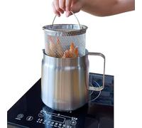 Saltlas Deep Fryer Pot with Basket and Oil Strainer, 304 Stainless Steel Deep Frying Pot for French Fries, Chicken, or Japanese Tempura, 2L (2Qt)