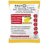 SALTOLYTE 10 Chewing Tablets Mango in Sachet, Salt and Electrolyte Chewable Tablets with Sodium, Magnesium, Potassium, Calcium - Mango Flavour