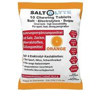 SALTOLYTE 10 Chewing Tablets Orange in Sachet, Salt and Electrolyte Chewable Tablets with Sodium, Magnesium, Potassium, Calcium - Orange Flavour