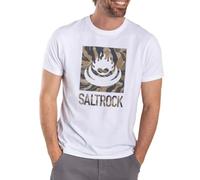 Saltrock Mens Camo Leaf Flame T-Shirt (UK, Alpha, S, Regular, Regular, White)
