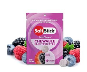 SaltStick Electrolyte FastChews Chewable Tablets | 120 Count - Mixed Berry | Salt Tablets for Runners, Sports Nutrition, Hydration Tablets, Electrolyte Chews | 12 Packets of 10 Tablets Each