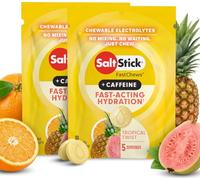 SaltStick Fastchews, Electrolyte Replacement Tablets for Rehydration, Exercise Recovery, Youth & Adult Athletes, Hiking & Sports Recovery, 2 x Packet of 10 Tablets (Tropical Twist)