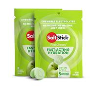 SaltStick Fastchews, Electrolyte Replacement Tablets for Rehydration, Exercise Recovery, Youth & Adult Athletes, Hiking & Sports Recovery, 2 x Packet of 10 Tablets (Green Apple)
