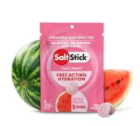 SaltStick Fastchews Watermelon Zip Pack 10 Electrolyte Chewable Tablets with Salt, Minerals (Sodium, Potassium, Calcium, Magnesium) and Carbohydrates, 33g