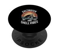 Saltwater And Shell Vibes Sea Retro Surf Ocean Wave Turtle PopSockets Adhesive PopGrip