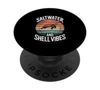 Saltwater And Shell Vibes Sea Retro Surf Ocean Wave Turtle PopSockets Adhesive PopGrip