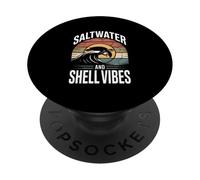 Saltwater And Shell Vibes Sea Retro Surf Ocean Wave Turtle PopSockets Adhesive PopGrip