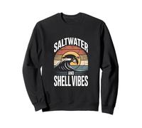 Saltwater And Shell Vibes Sea Retro Surf Ocean Wave Turtle Sweatshirt