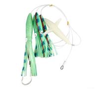 Saltwater Big Game Fishing Teaser Rigged Feather Lure for Tuna Squid Featuring Strong Carbon Steel Hooks and Dynamic Winding Effect (C3)