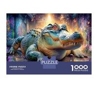 Saltwater Crocodile 1000 Piece Premium Jigsaw Puzzles Cosmic Alligator Jigsaw Puzzles Bundle for Adults Kids Teen Fans 12+ Brain Training Recycled Cardboard Indoor Leisure Party Puzzle 52x38cm/1000pcs