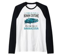Saltwater Fish Barracuda Fish Lover Human Costume Barracuda Raglan Baseball Tee