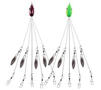 Saltwater Fishing Bass Lures Kit - Ultralight Willow Blade Multi-Lure Rig, Stainless Steel with 3D Fish Eyes, 2-Pack for Fishing Enthusiasts