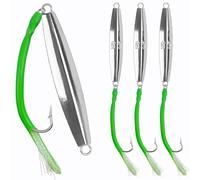 Saltwater Fishing Lures Diamond Jigs,3PCS Flat Metal Casting Jigging Spoon Baits with Teasers J Hooks for Surf Fishing Bluefish Striper Tuna Salmon Freshwater (Green, 5oz - 3pcs)