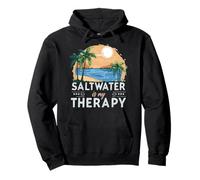 Saltwater is My Therapy Beach Tropical Scene Pullover Hoodie