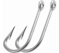 Saltwater Large Giant Shark and Alligator Fishing Hooks Stainless Steel Big Game J Fishing Hooks Extra Strong Sharp Giant Fish Hooks for Tuna Swordfish Catfish Size 5/0-20/0