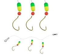 Saltwater Pompano Rigs for Surf Fishing, 4Packs Pre-rigged Pompano Rigs with Floats Fishing Beads Circle Hooks Fishing Swivel Snaps for Inshore Saltwater Fishing(Type 1)