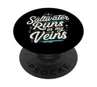 Saltwater Runs In My Veins Oceans Lover Design PopSockets Adhesive PopGrip