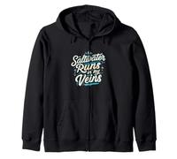 Saltwater Runs In My Veins Oceans Lover Design Zip Hoodie