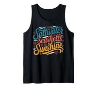 Saltwater Seashells Sunshine Retro Groovy Beach Vacation Tank Top