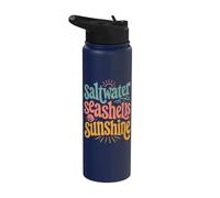 Saltwater Seashells Sunshine Retro Seashell Summer Stainless Steel Insulated Water Bottle