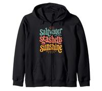Saltwater Seashells Sunshine Retro Seashell Summer Zip Hoodie