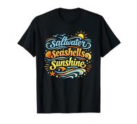 Saltwater Seashells Sunshine Tee Beach Summer Retro Vintage T-Shirt