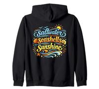 Saltwater Seashells Sunshine Tee Beach Summer Retro Vintage Zip Hoodie