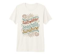 Saltwater Seashells Sunshine ~ Vintage Pastel Beach Vacation Premium T-Shirt