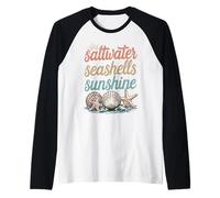 Saltwater Seashells Sunshine - Vintage Pastel Beach Vacation Raglan Baseball Tee