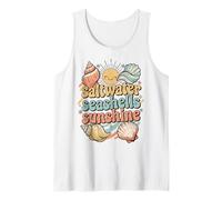 Saltwater Seashells Sunshine : Vintage Pastel Beach Vacation Tank Top