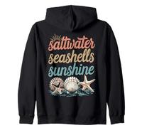 Saltwater Seashells Sunshine - Vintage Pastel Beach Vacation Zip Hoodie