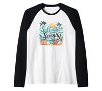 Saltwater Serenity Tropical Beach Ocean Waves Raglan Baseball Tee