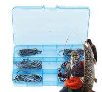 Saltwater Shrimp Hooks, Hooks with Barbs for - 100 Pieces Heavy Duty Equipment for Perch Sun Shore Salmon Shore Lake Kayak Boat