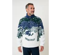 Saltwell Men's Printed Borg Quarter Zip in Cream | Size: Large Saltwell Cream L