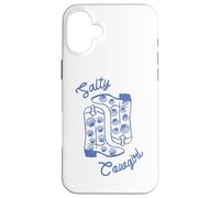 Salty Cowgirl Western Boots with Seashells Coastal Graphic Case for iPhone 16 Plus
