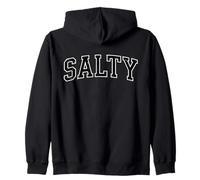 Salty Funny Retro Beach Slang Vintage Varsity Style Design Zip Hoodie