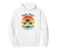 Salty Hair Don't Care Retro Sunset Palm Tree Island Pullover Hoodie