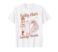 Salty Hair Sandy Boots Surfer Girl Beach Ocean Wave Surfing T-Shirt
